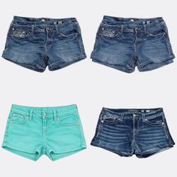 CR13565 Upcycled Mix Branded Mini Denim Skirts
