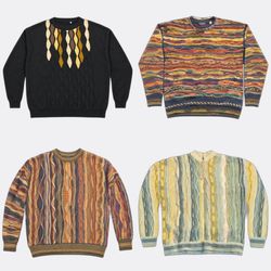 Vintage Textured Knit Round Neck Sweaters