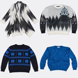 Vintage Patterned Knit Sweaters and Cardigans