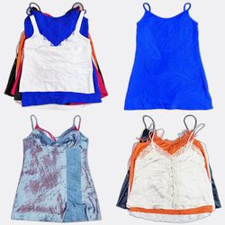 Canottiere in satin con pizzo da donna