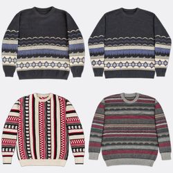 Textured Patterned Round Neck Sweaters (COOGI STYL..