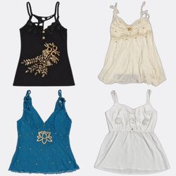 Camisoles with Lace and Rhinestone Details