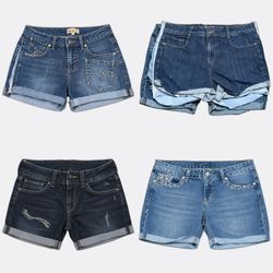 Y2K Denim Shorts with Embroidered and Embellished ..