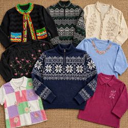 Hand Knit Embroidered Colorful Sweaters Vintage Ed..