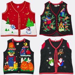 Novelty Holiday Themed Knit Waistcoats
