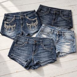 HD1614 Ladies Upcycled Y2K Embellished Denim Short..