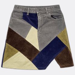 Upcycle Patchwork Corduroy Mini Skirt (Dv-10-116)