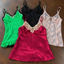 Code#103 Women Lace Trim and Satin Camisoles