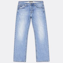 Light Blue and Black Straight Jeans