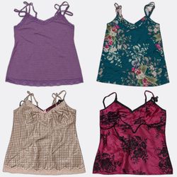 Lace Trim Floral and Polka Dot Camisoles