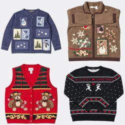 Großhandels-Bundle mit Vintage-Weihnachtspullovern..