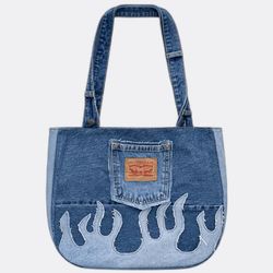 B2F002 Upgeadelte Levi's Denim-Flammen-Tasche