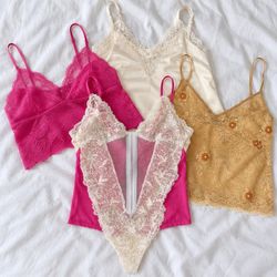 Lace Trim Camisoles and Corset Tops