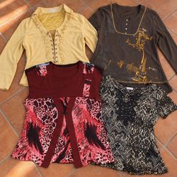 TR-1084 Women's Printed Long Sleeve Tops and Blous..
