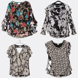 Women's Printed Ruffle Blouses Selection