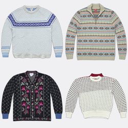 Vintage Fair-Isle-Pullover und -Strickjacken