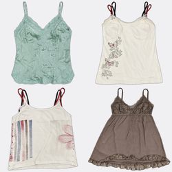 Lace Trim And Printed Camisoles