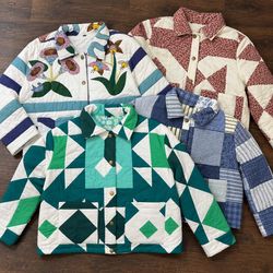 Upcycled Patterned Quilted Jackets Lot