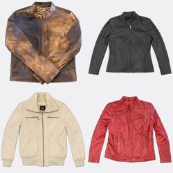 Leather Jackets Biker Moto Zip Up105