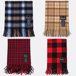 Barbour Plaid Wool Fringe Scarves