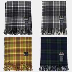 Barbour Tartan Plaid Fringed Scarves