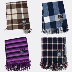 Barbour Tartan Patterned Fringed Scarves