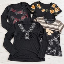 Y2k Women Black Blouses and Tops B2F-369