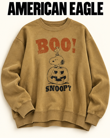 nwt american eagle women's crew sweatshirt - snoopy 'boo' print - style 2295