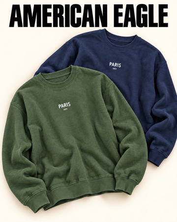 nwt American Eagle Damen-Sweatshirt mit Rundhalsausschnitt - „Paris“-Print - Modell 2590