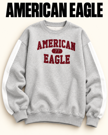 nwt american eagle women's crew sweatshirt - '77' varsity print - style 1307