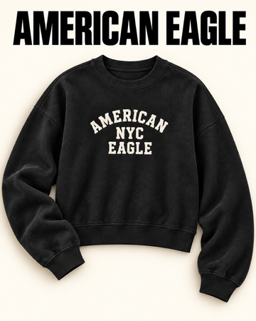sweat-shirt à col rond pour femme nwt american eagle - imprimé « american eagle nyc » - modèle 1986