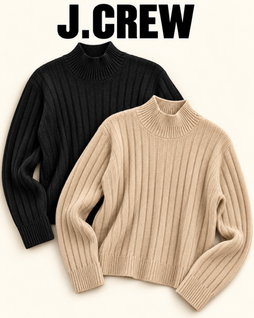 nwt J.Crew pull côtelé à col montant femme (maille épaisse)